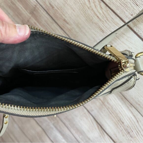 REBECCA MINKOFF LEATHER SADDLEBAG WITH DOG CLIP IN‎ CREAM - Picture 13 of 13